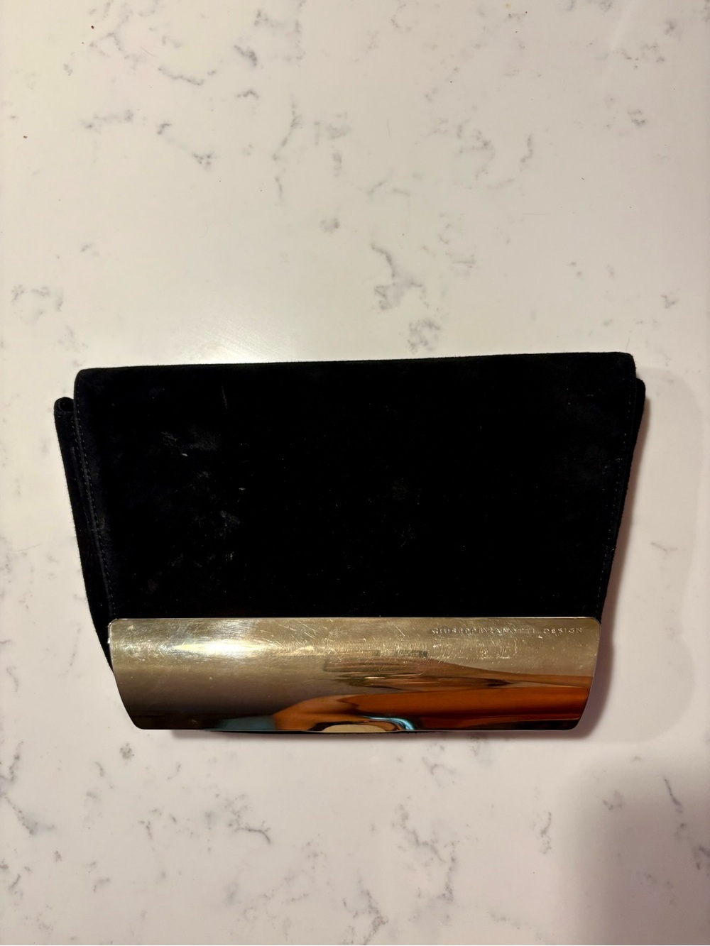 Black suede evening clutch